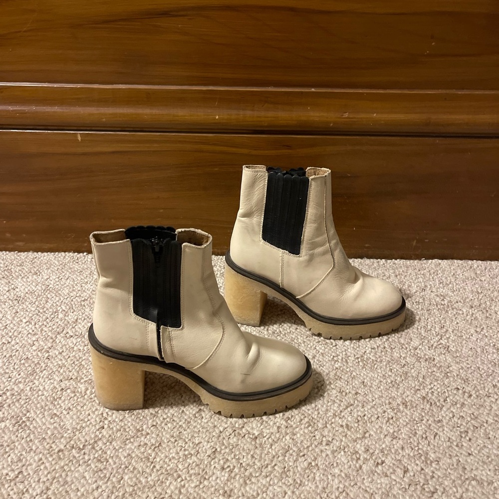 Free people cream ankle boots